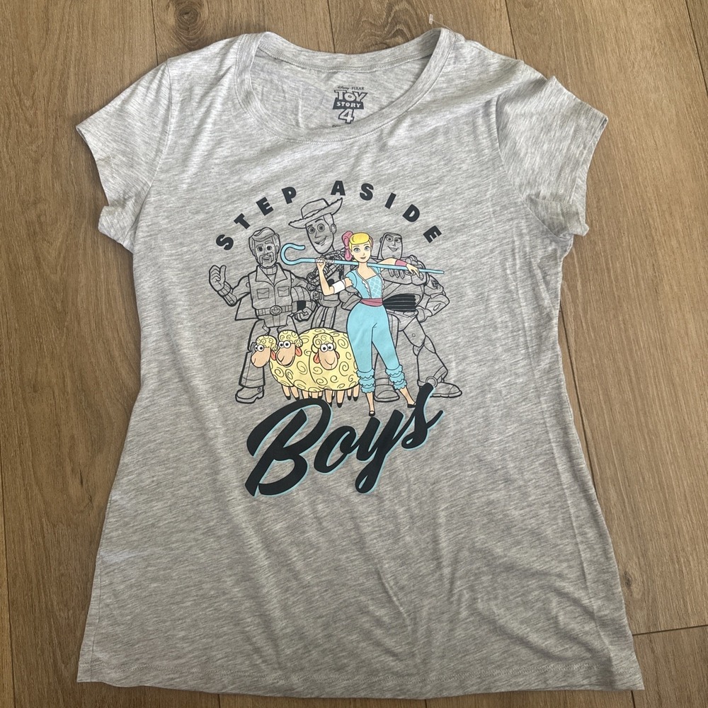 Disney Toy Story 4 T-Shirt Size XL 15-17 Junior Women Gray Step Aside Boys